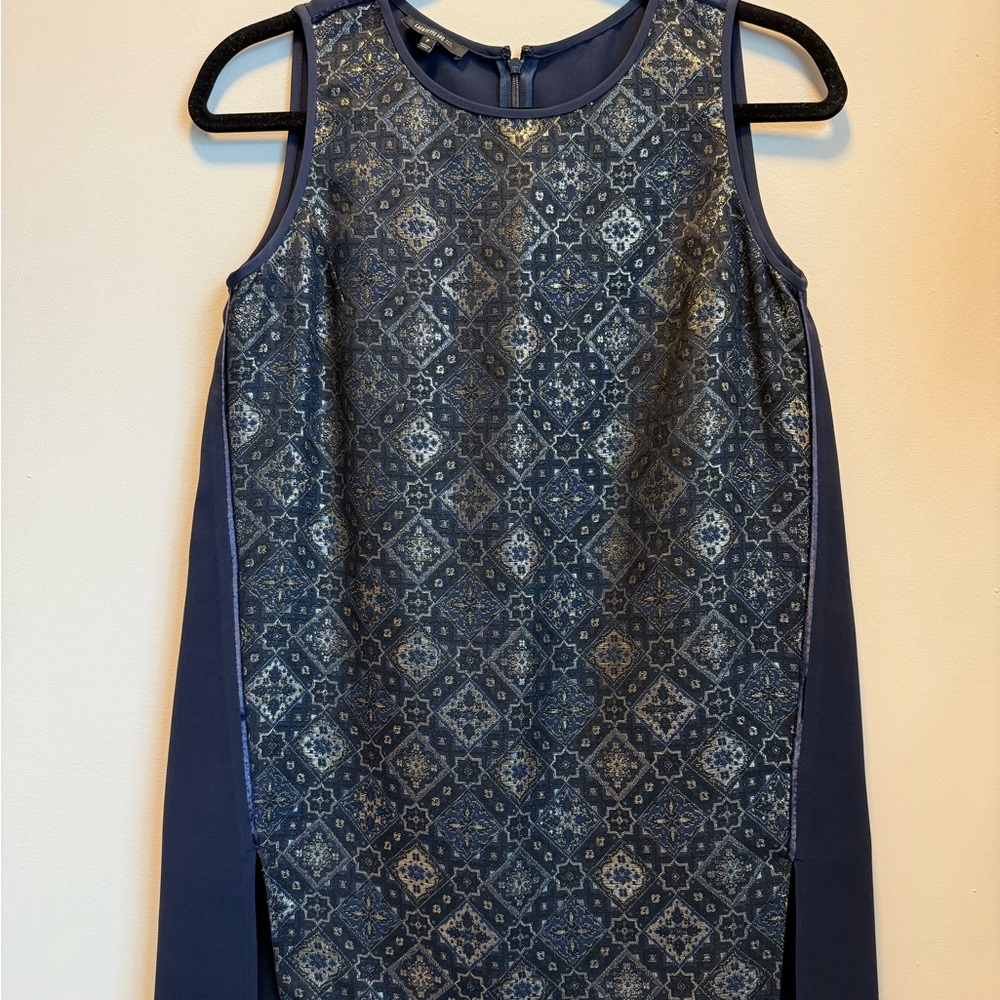 Lafayette 148 New York Navy Patterned Top